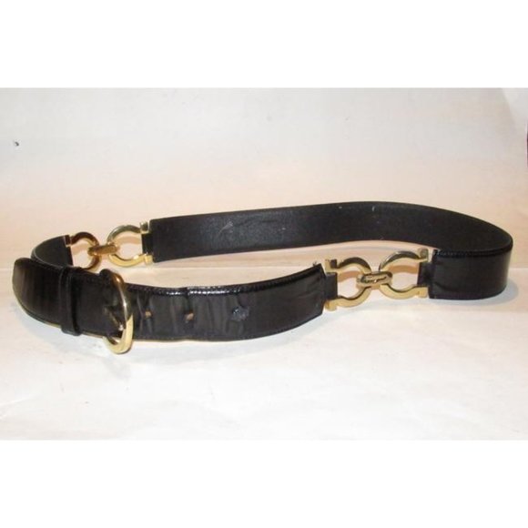 Salvatore Ferragamo Black Leather and Gold Gancini main image 4